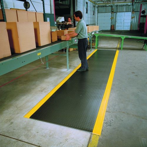 Anti-fatigue flooring for dry working areas, roll 0.9 x 10 m, black/ yellow
