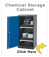 Chemicals cabinet Systema CS-52L, body anthracite, wing doors blue, 2 slide-out sumps