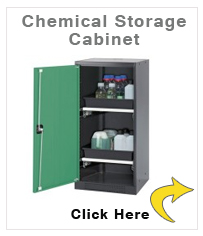 Chemicals cabinet Systema CS-52L, body anthracite, wing doors green, 2 slide-out sumps