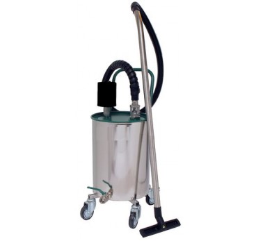 Atex fluid suction device with pneumatic actuator and 54 litre mobile painted steel container