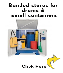 Bunded stores for drums and small containers