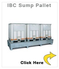IBC sump pallet galvanized steel, with galvanized grid & forklift pockets, for 3 IBCs