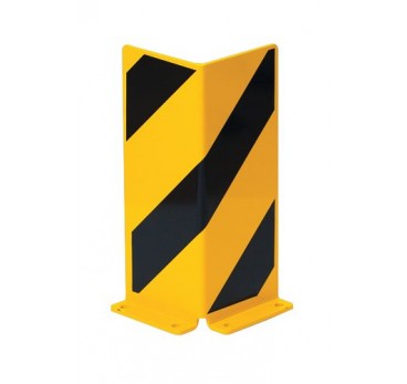 Impact protection corner 400, plastic coated, yellow with black stripes, 400 x 160 mm
