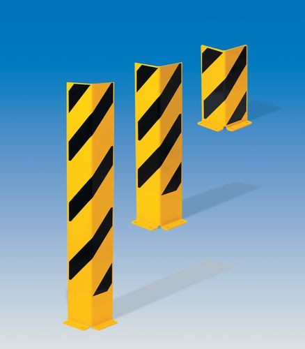 Impact protection corner 800, plastic coated, yellow with black stripes, 800 x 160 mm