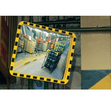 INDUSTRIAL MIRROR G 3, MANUFACTURED FROM PERSPEX, BLACK/YELLOW FRAME, 800 x 1000 mm