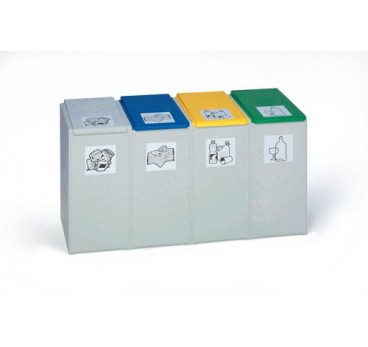 Modular waste collection system for recyclable materials, 4 bins, 60 litres