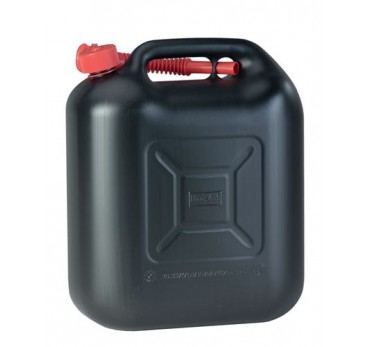 Plastic canister, polyethylene, 20 litre capacity, included black spout, black