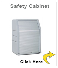 Polyethylene safety cabinet with an absorbent roll, Special, with a roller shutter door
