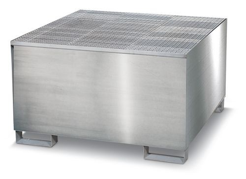 Sump pallet TCI-F, stainless steel, with galvanized steel grid, for 1 IBC